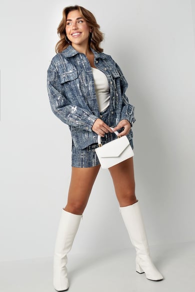 Veste look denim à paillettes - bleu - S h5 Image4